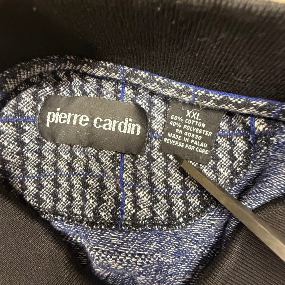 Pierre Cardin Mens XXL Polo Shirt Blue Grid Textured Knit Short Sleeve RN 40330 - Picture 6 of 8